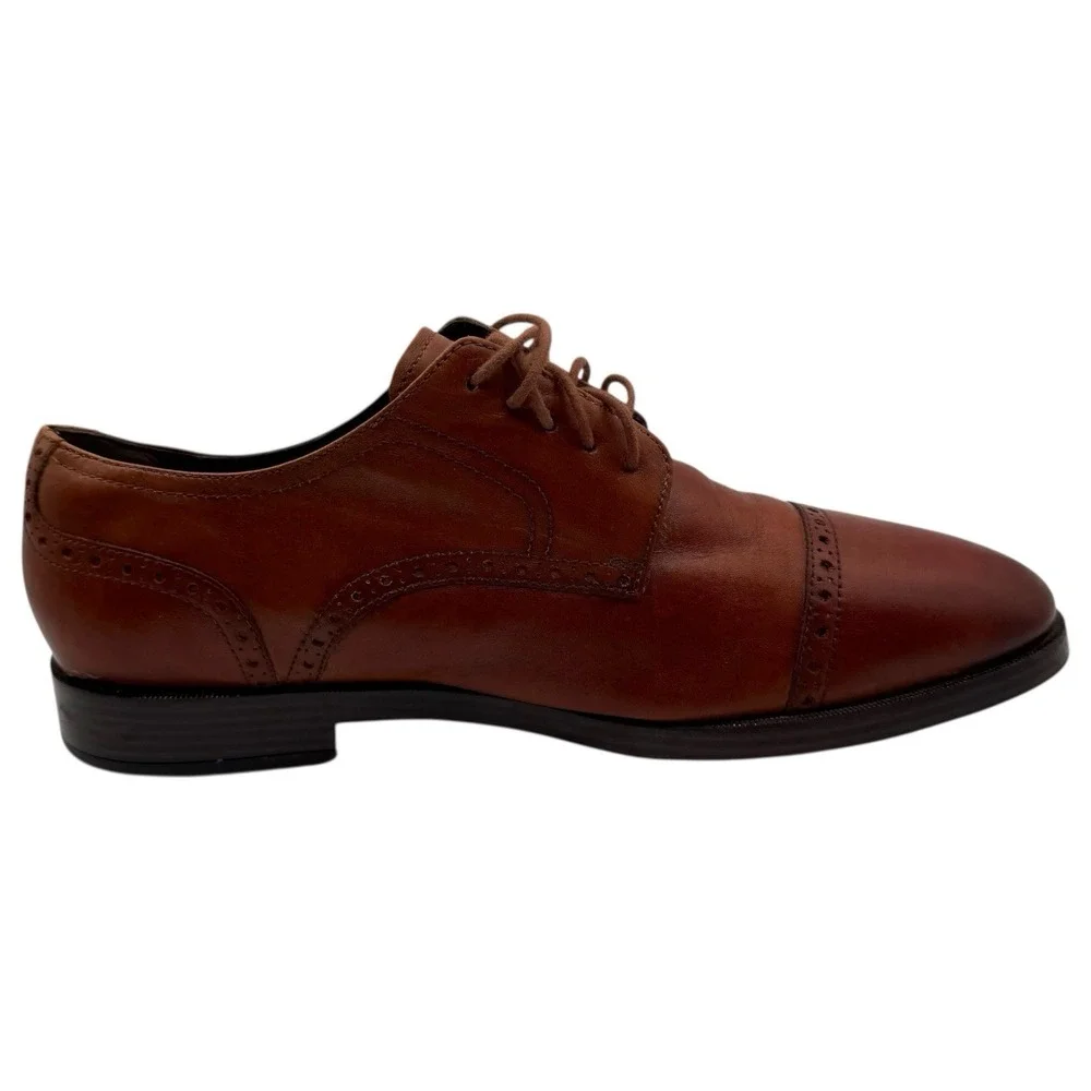 Cole Haan Grand.OS Men Brown Leather Oxford Shoes‎ Size 9W Classic Dress Wingtip